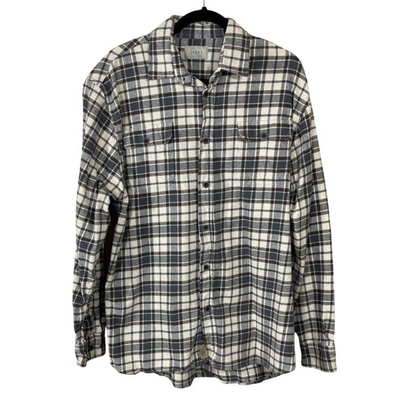 JACHS Men's Button Down Flannel Shirt Plaid Grey Brown XLT Tall - Picture 1 of 7
